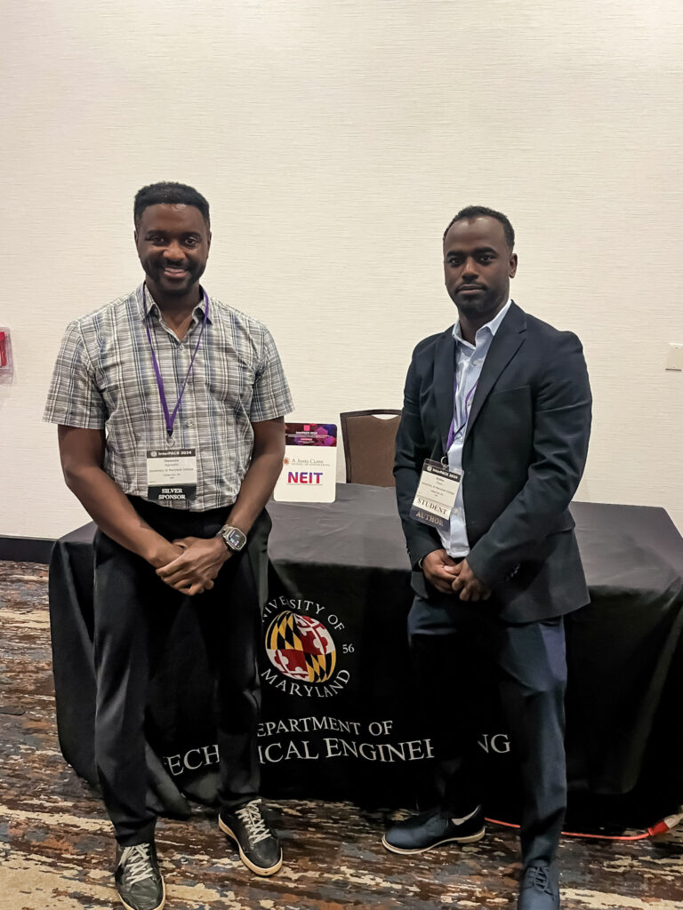 Kidus and Prof. Agonafer at the UMD-NEIT Lab desk at Interpack 2024. 